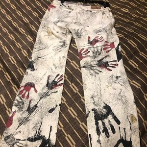 Roberto cavalli hand print jeans